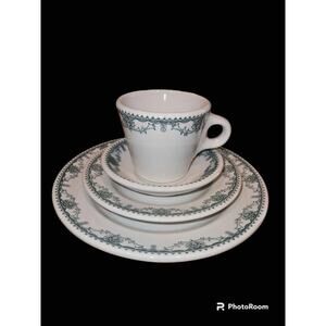 Antique Restaurant ware Mayer China Marion Blue Floral Trim Pattern 4 piece set